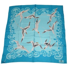 Trimingham's of Bermuda Iconic "Longtail Bermuda Bird" Turquoise Silk Scarf