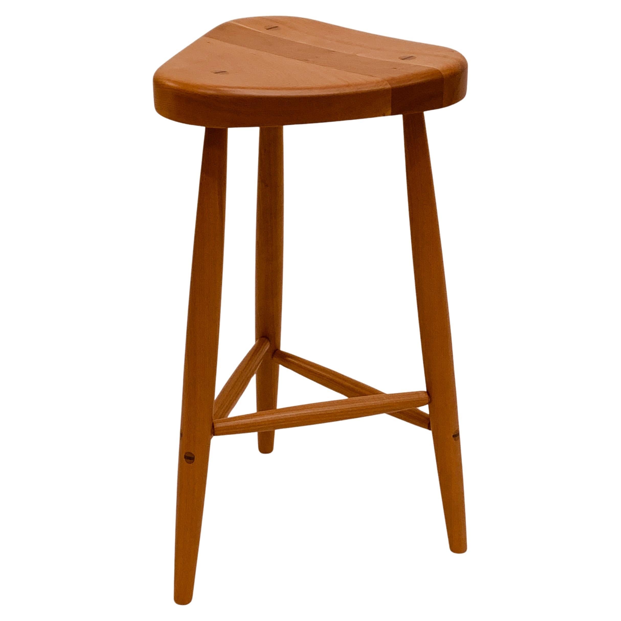 27-Inch Trina 3-Legged Stool in Cherry with Wedged Through-Dowels