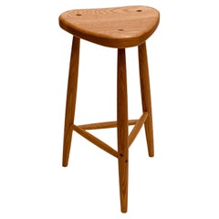 27-Inch Trina 3-Legged Stool in White Oak with Wedged Through-Dowels
