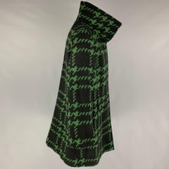 TRINA TURK Size 4 Black Green Wool Nylon Houndstooth Snaps Coat