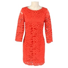 TRINA TURK Size M Orange Nylon Polyester Sheath Dress