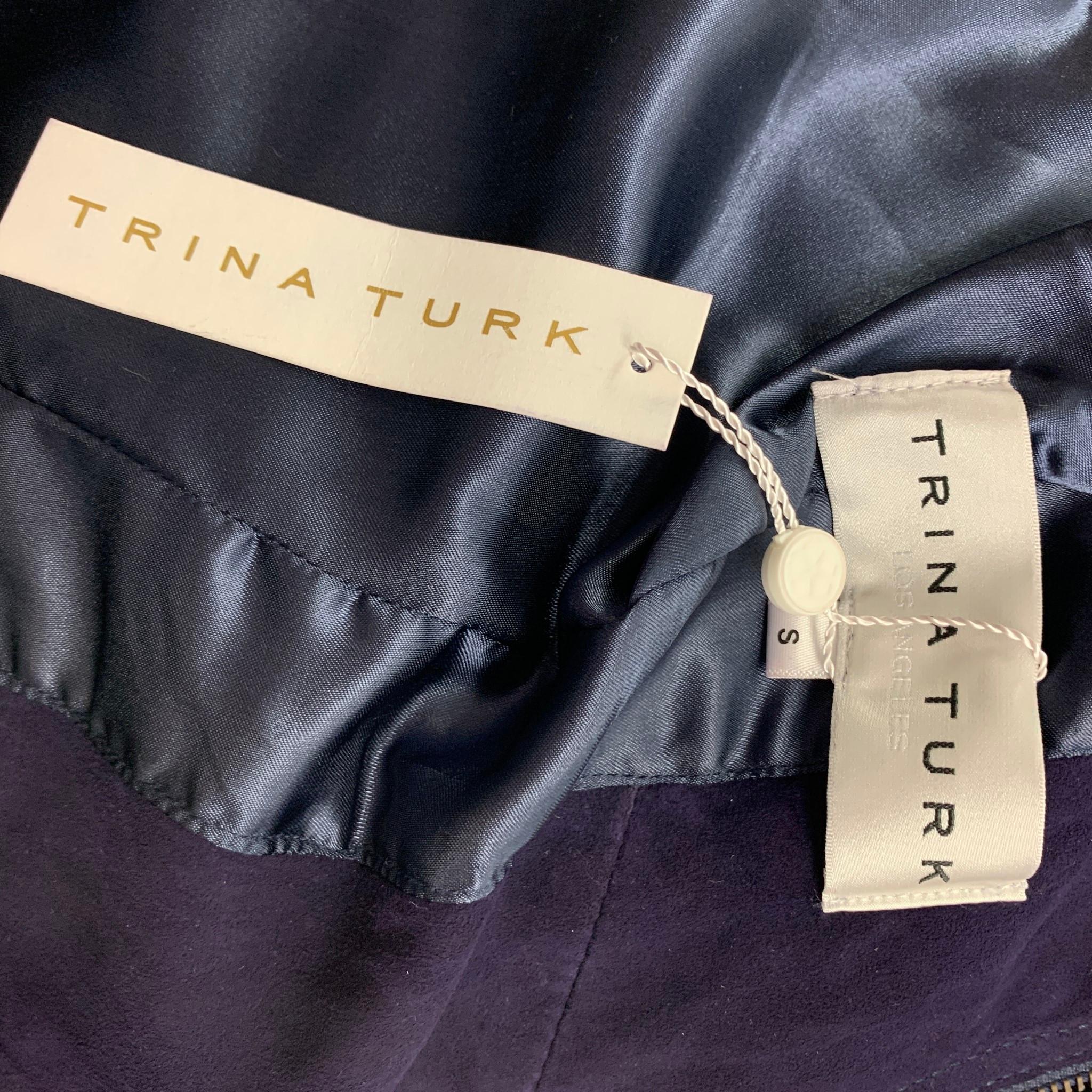 TRINA TURK Size S Purple & Gold Suede Studded Jacket 1