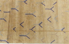 "Trine" Contemporary Geometric Warm Tan Silk Rug by Doris Leslie Blau
