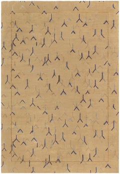 "Trine" Contemporary Geometric Warm Tan Silk Rug by Doris Leslie Blau