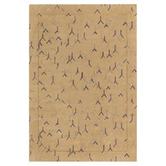 "Trine" Contemporary Geometric Warm Tan Silk Rug by Doris Leslie Blau