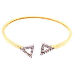 Bracelet jonc en or jaune 18 carats serti de diamants en forme de Tringle 