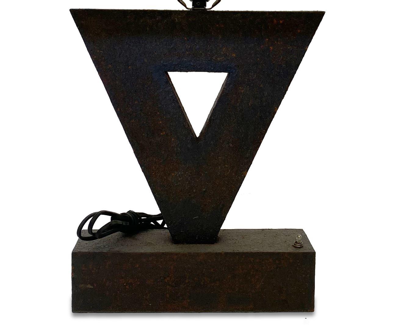 American Tringular Iron Lamp Designed by Juan Montoya For Sale