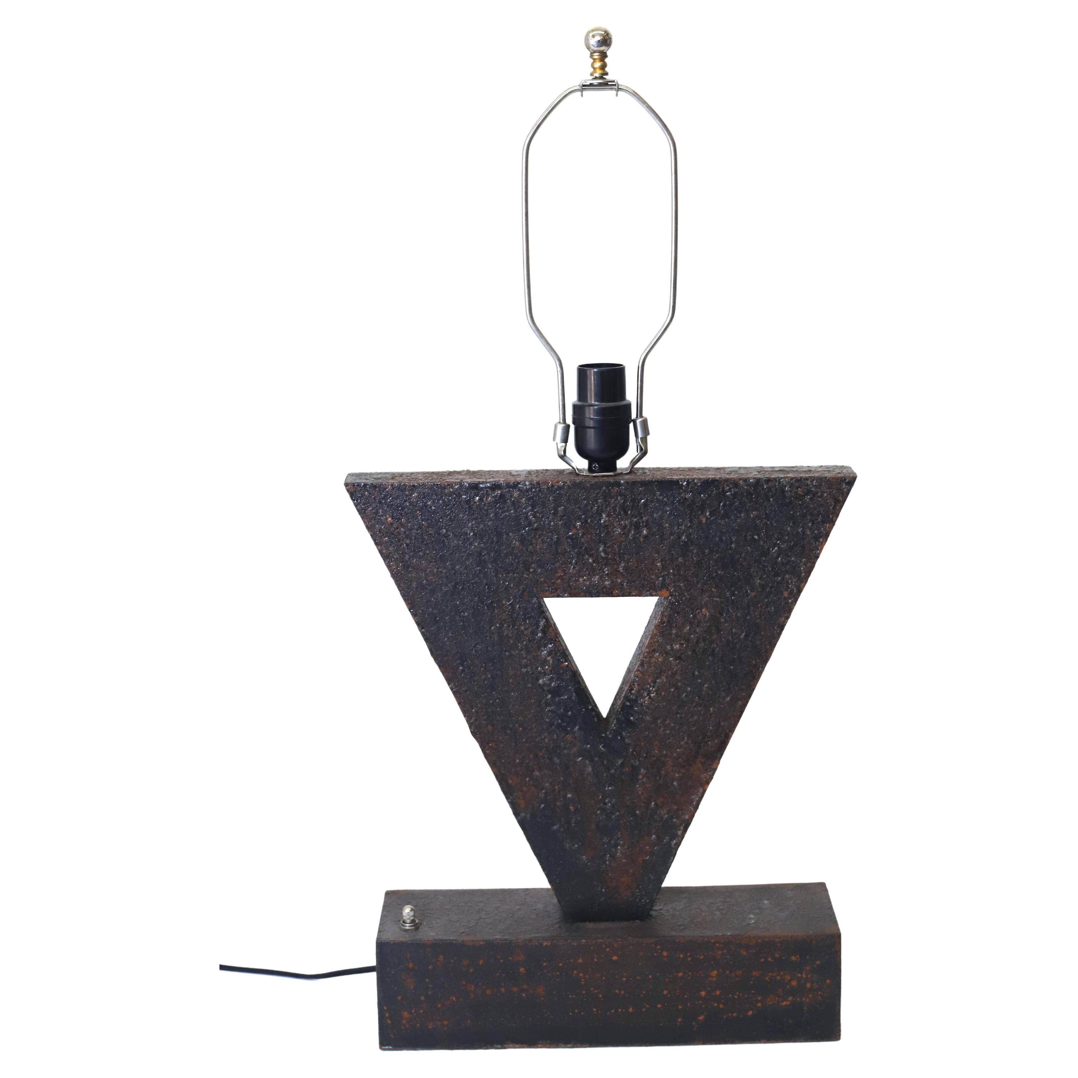 Tringular Iron Lamp Designed by Juan Montoya For Sale