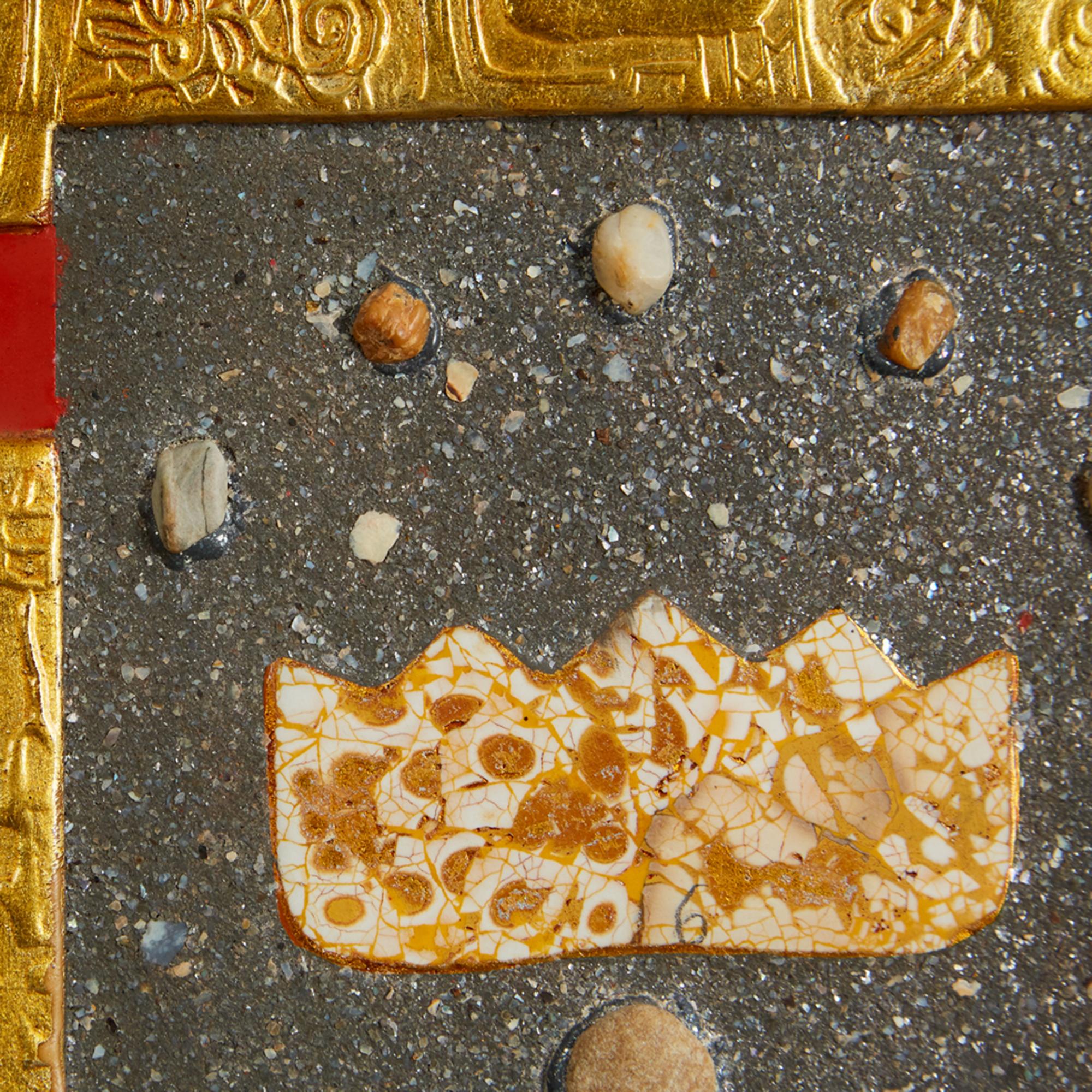 „Worship“ von Trinh Quoc Chien Lackkunst auf Holz Rot Schwarz Gold Silber im Angebot 2