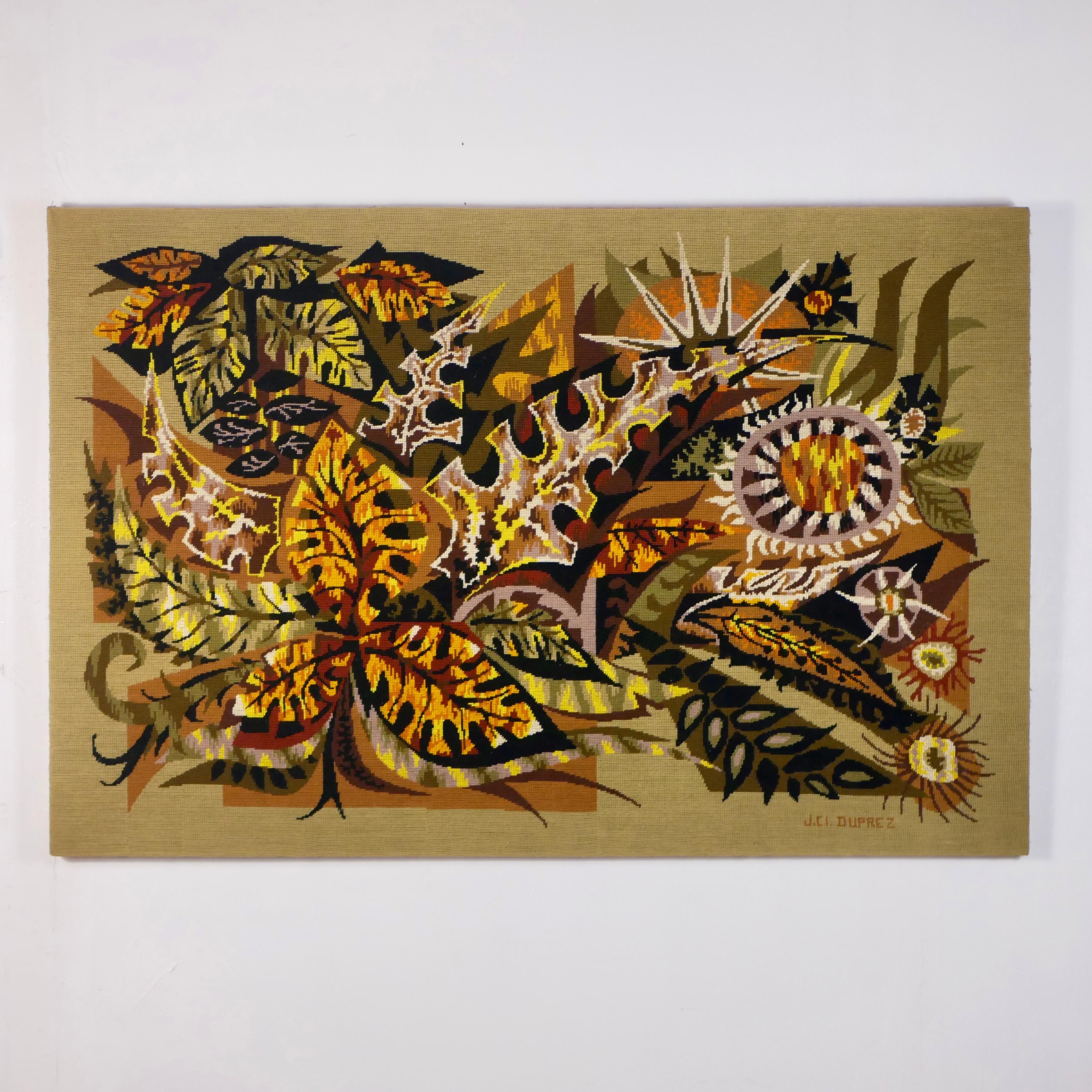 Trinidad tapestry by Jean-Claude Duprez, handwoven in France in the 1960s, in l'Atelier d'art contemporain La Lice, under the direction of Jean Picart Le Doux.

Wool and cotton on wood frame. 
With detached label.
Good condition, dimensions :