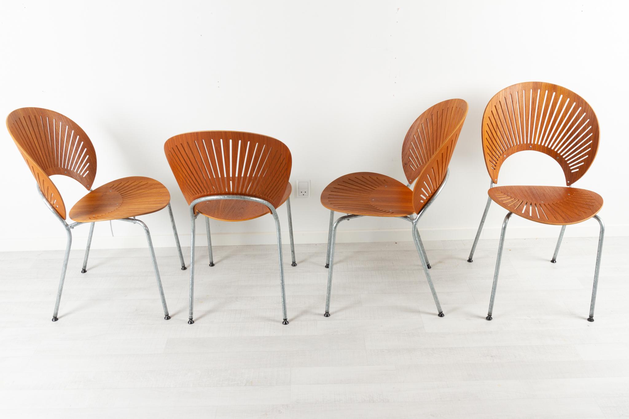 Scandinave moderne Chaises de salle à manger Trinidad en teck par Nanna Ditzel, années 1990, lot de 4 en vente