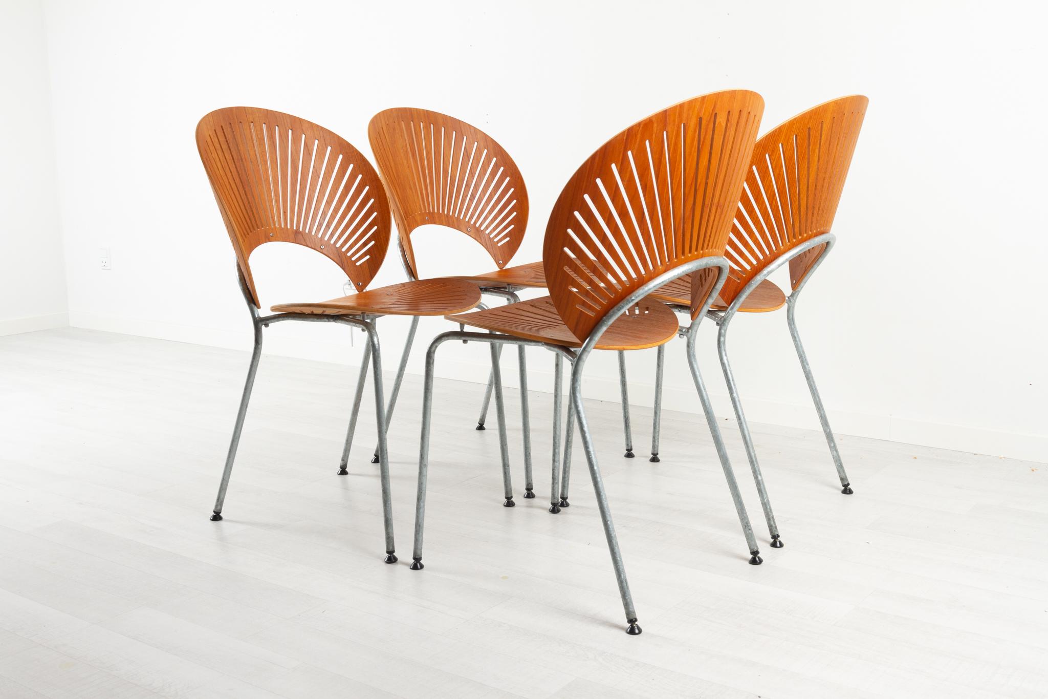 Danois Chaises de salle à manger Trinidad en teck par Nanna Ditzel, années 1990, lot de 4 en vente