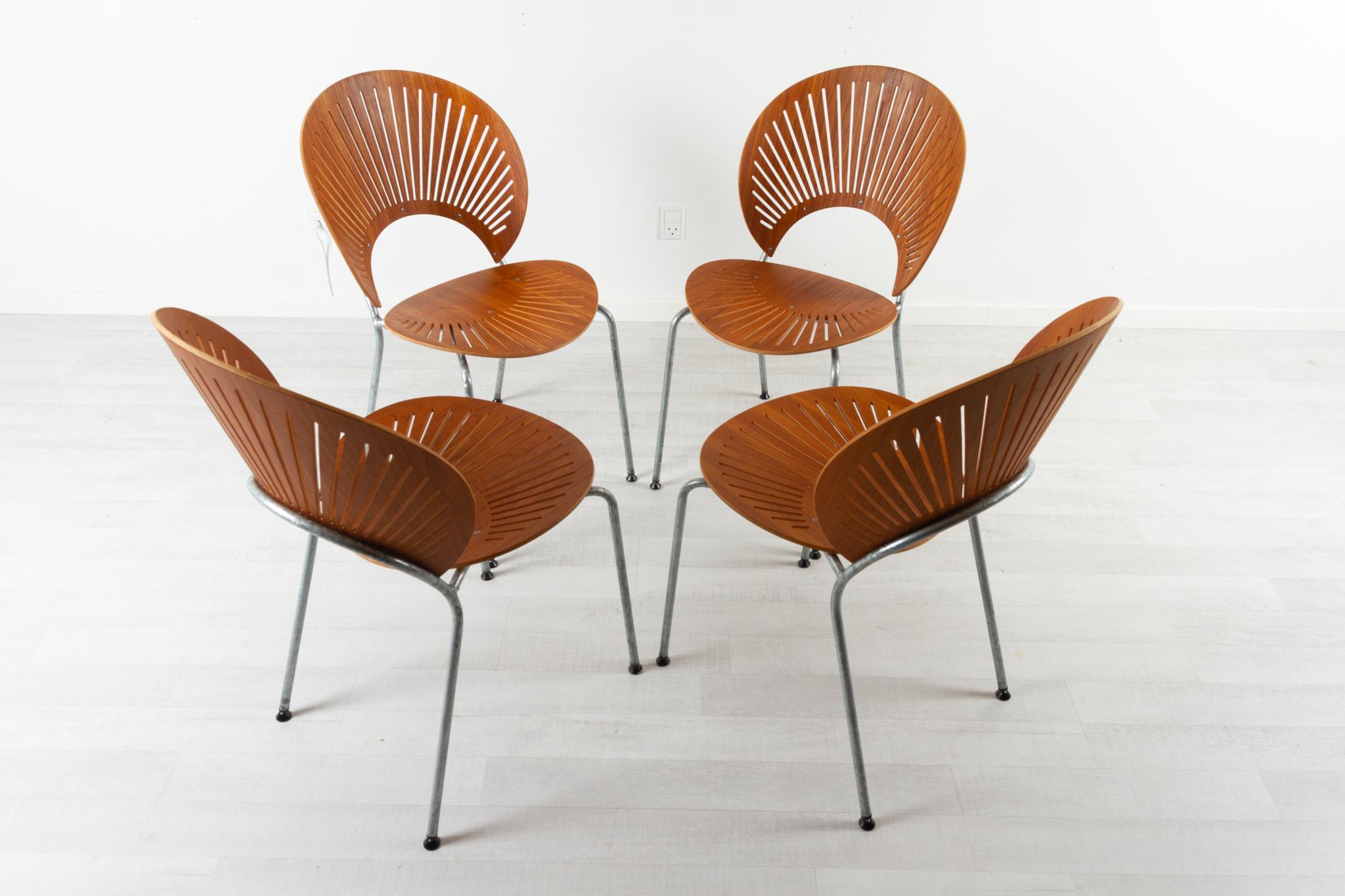 Teck Chaises de salle à manger Trinidad en teck par Nanna Ditzel, années 1990, lot de 4 en vente