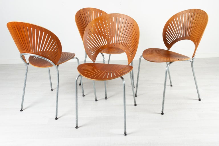 Trinidad Teak Dining Chairs by Nanna Ditzel 1990s Set of 4 For Sale at