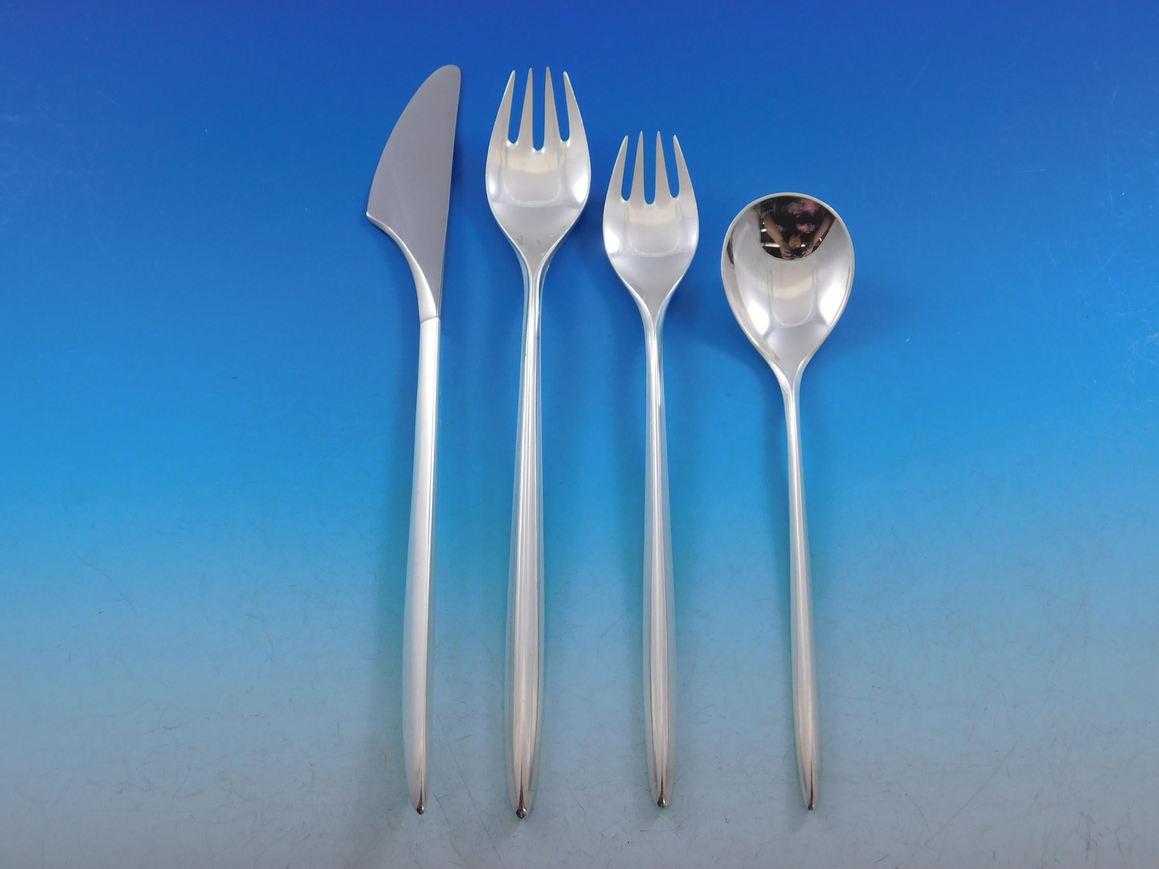 Mid-Century Modern Trinita by Cohr Sterling Silver Flatware Set for 8 Service 59 Pieces Modern