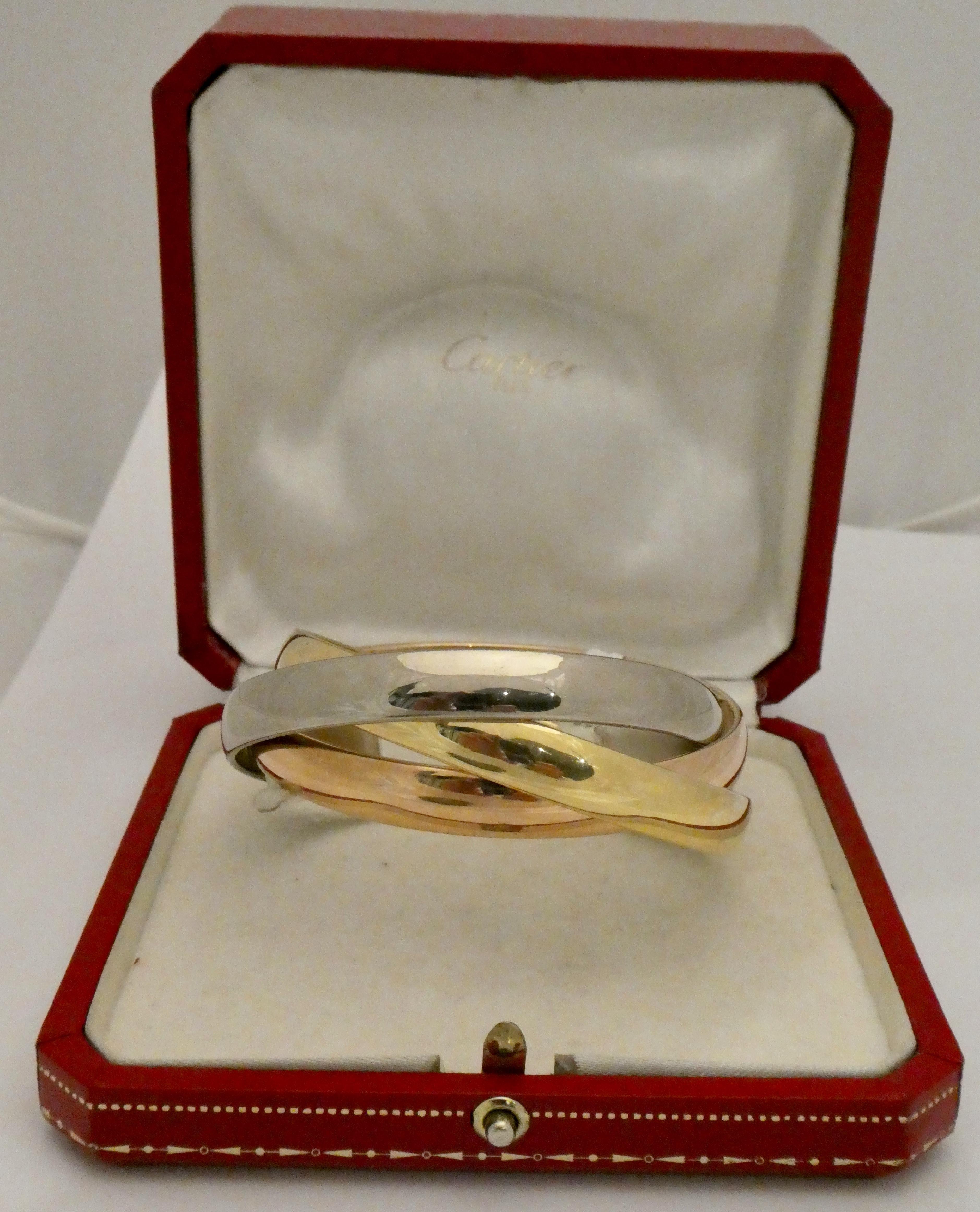 Trinity Cartier Bracelet White Gold, Yellow Gold, Pink Gold, 18 K, large Model  In Good Condition In Zurich, Zollstrasse