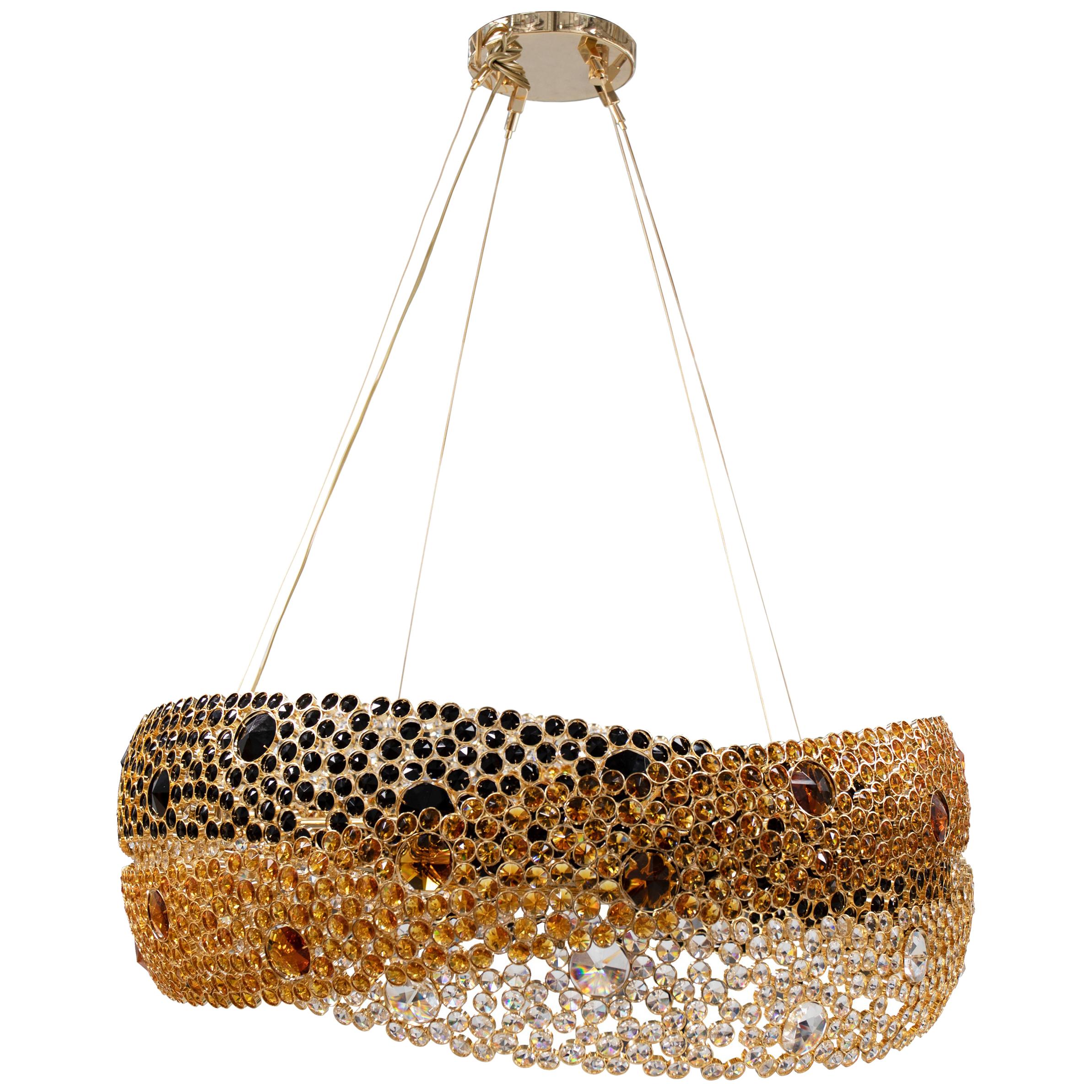 Trinity Chandelier in Gold Plated Brass With High Gloss Finish For Sale