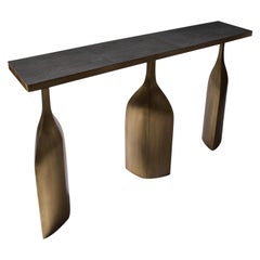 Antique Trinity Console in Shagreen and Bronze-Patina Brass by Kifu Paris