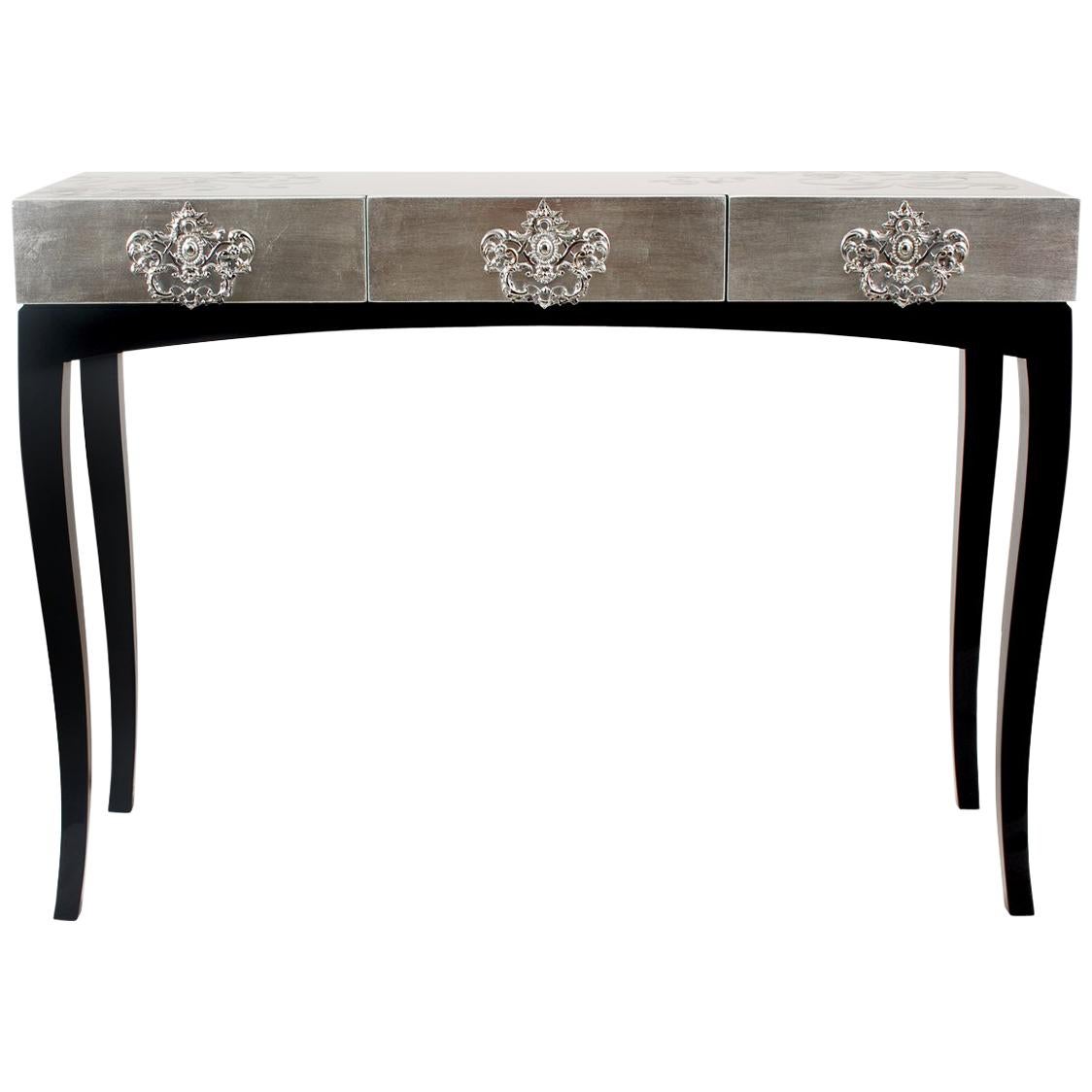 Trinity Console Table in Copper or Silver Leaf For Sale