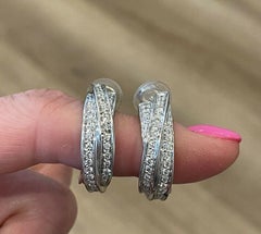 Trinity De Cartier 18k White Gold & Diamond Hoop Earrings 21.4g