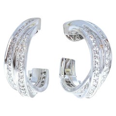 Trinity De Cartier 18k White Gold & Diamond Hoop Earrings 21.4g