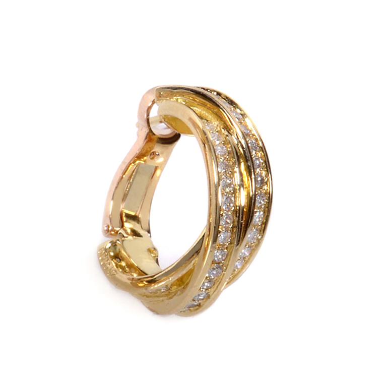 Women's Trinity De Cartier Diamond Pave Gold Hoop Earrings