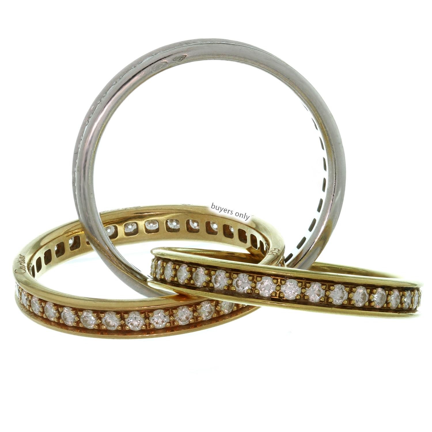 Women's Trinity De Cartier Diamond Tri-Gold Band Ring