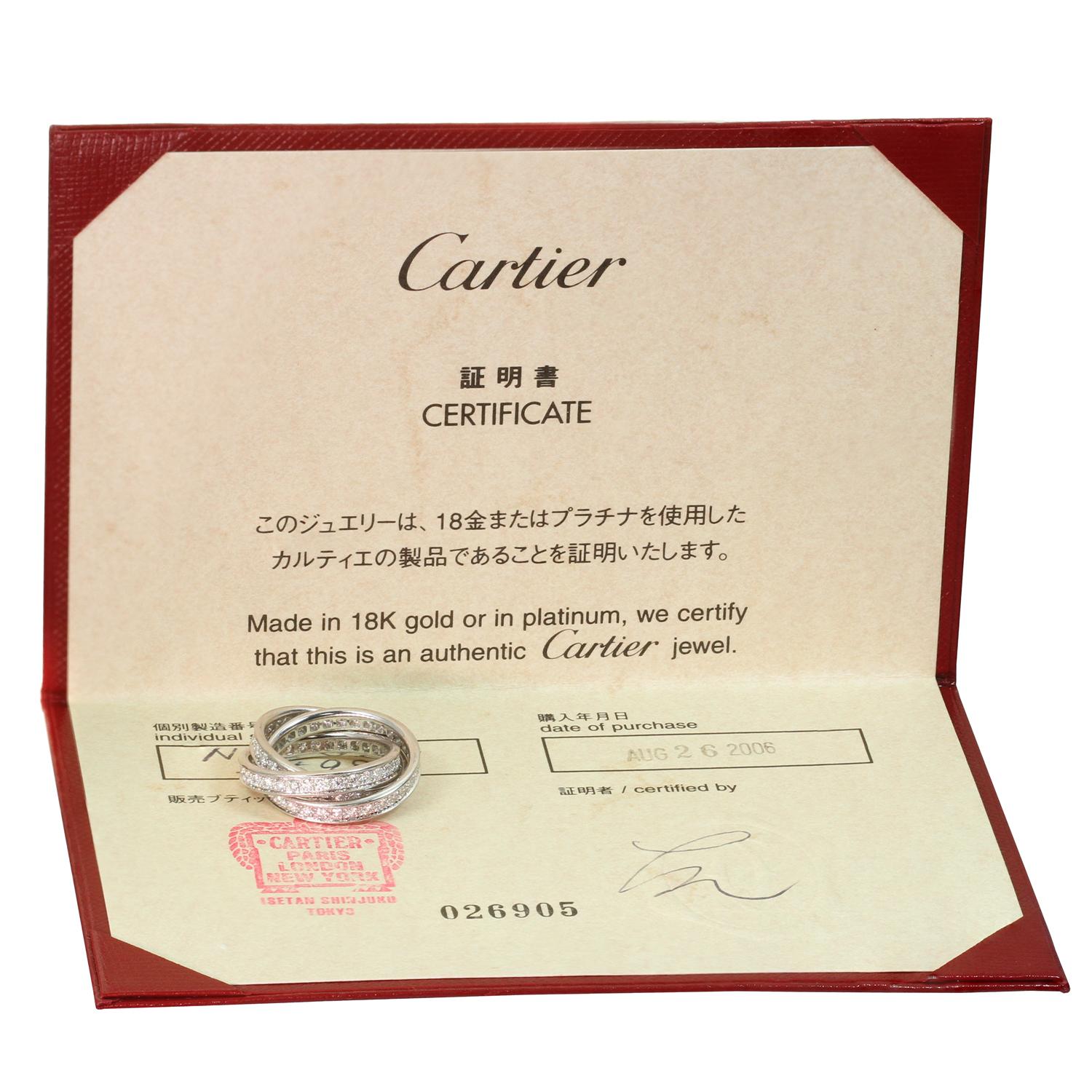 cartier ring certificate