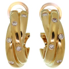 Trinity de Cartier Diamond Yellow Gold Hoop Earrings