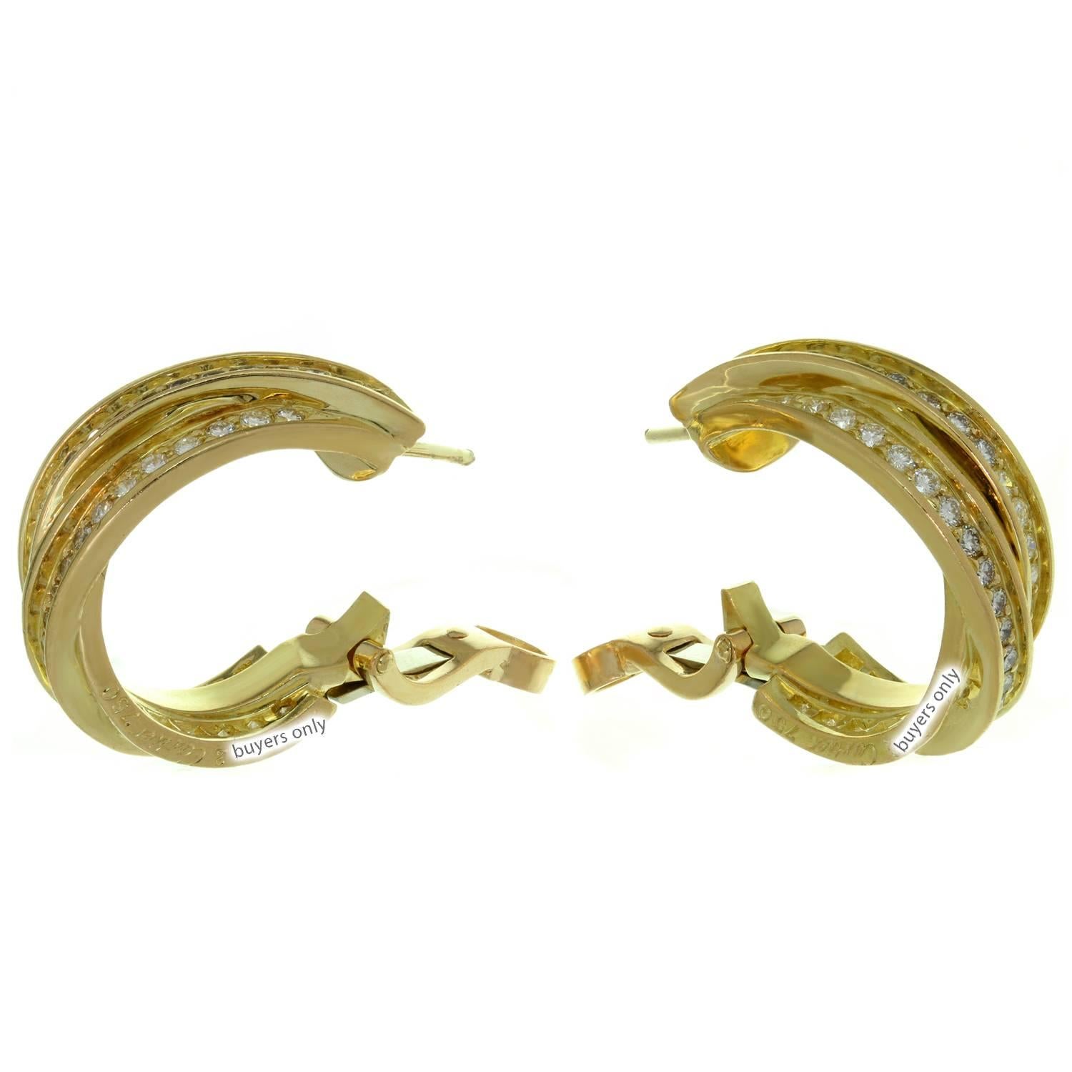 Women's Trinity De Cartier Yellow Gold Diamond Earrings