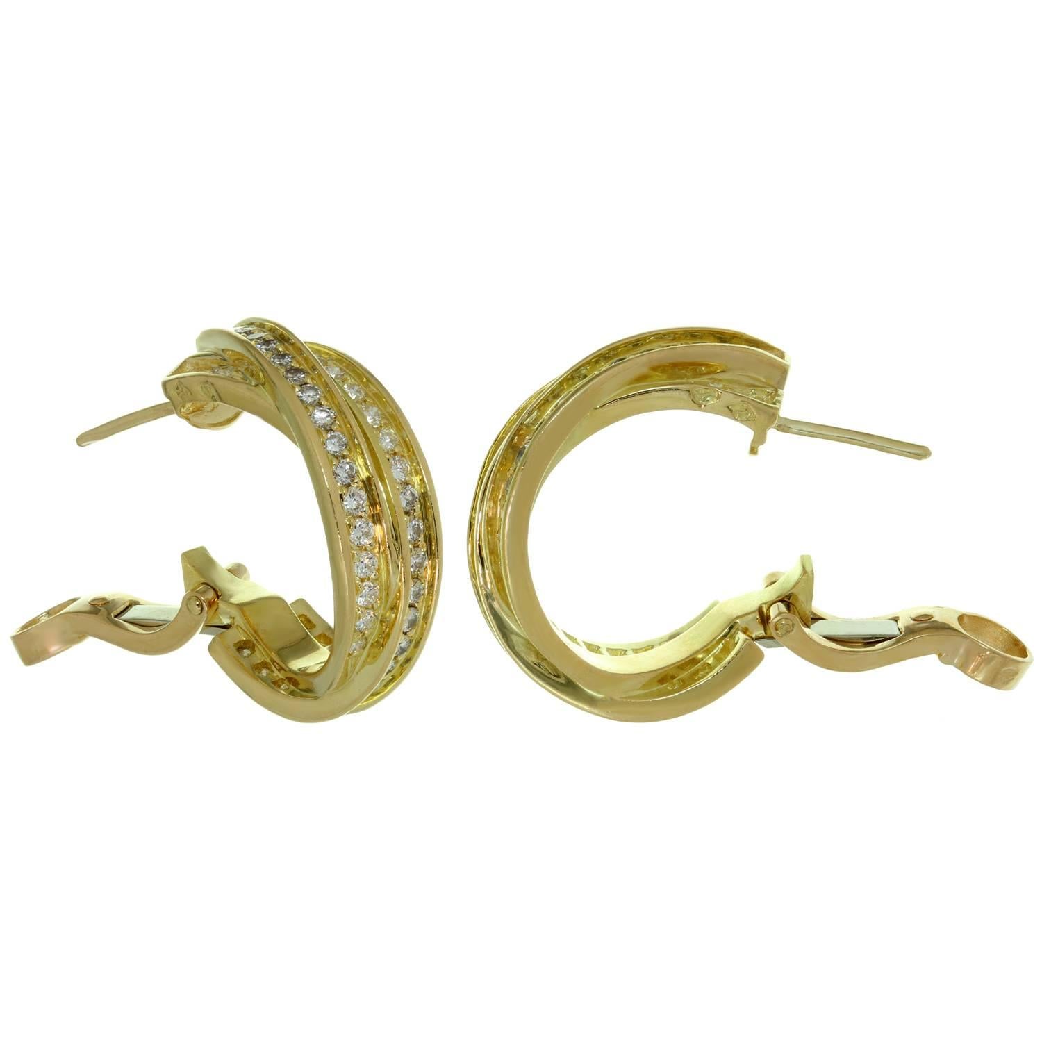 Trinity De Cartier Yellow Gold Diamond Earrings 1