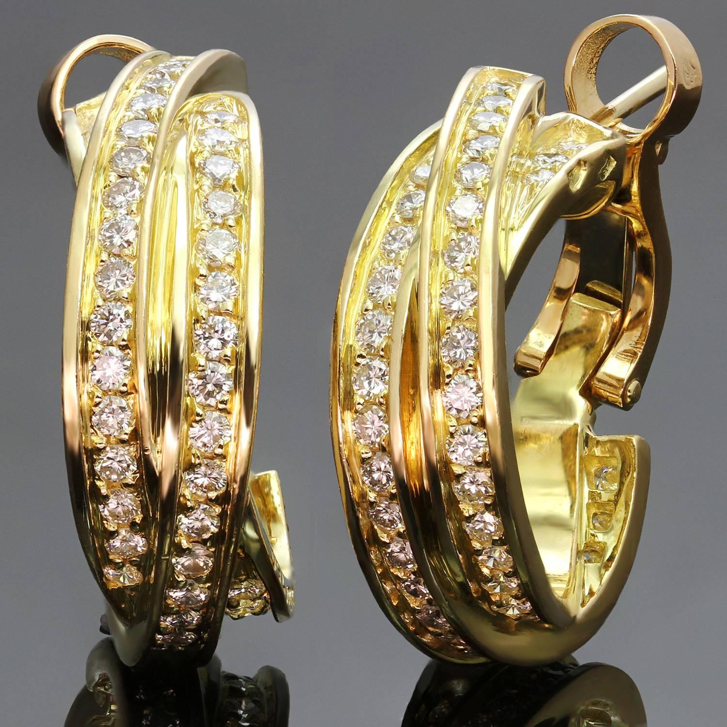 Trinity De Cartier Yellow Gold Diamond Earrings 2