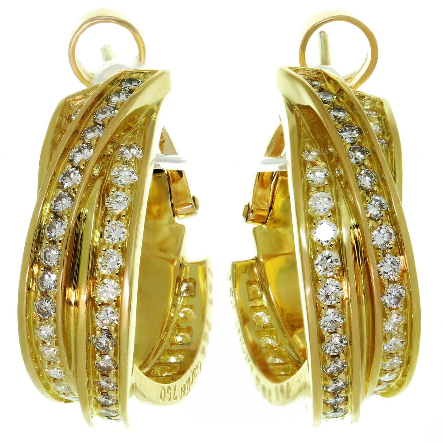 Trinity De Cartier Yellow Gold Diamond Earrings