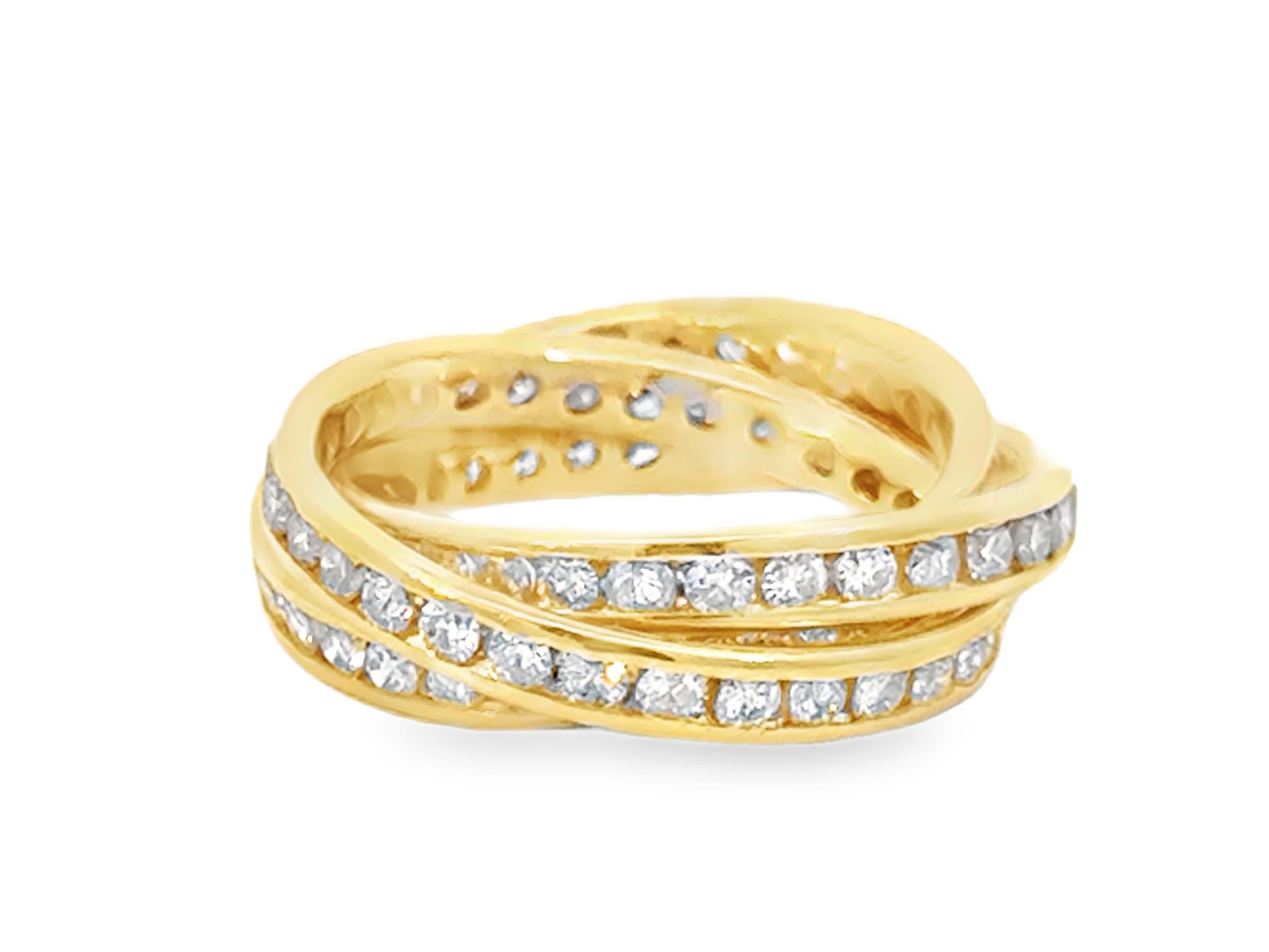 Trinity Diamond Band Ring 18K Gelbgold 2,06 Karat im Zustand „Neu“ im Angebot in Honolulu, HI