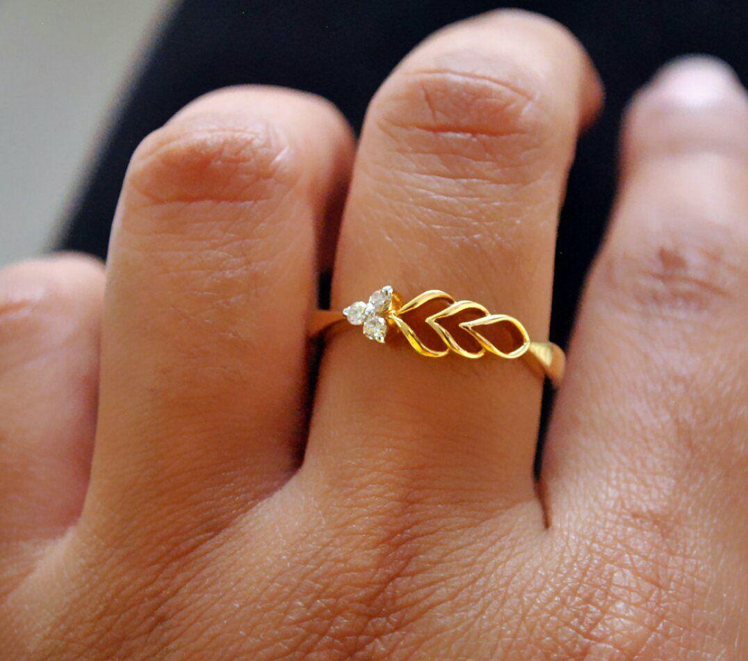 Trinity Diamond Cluster Filigree Band Ring 14k Gold Asymmetric Leaf Bud Ring For Sale 3