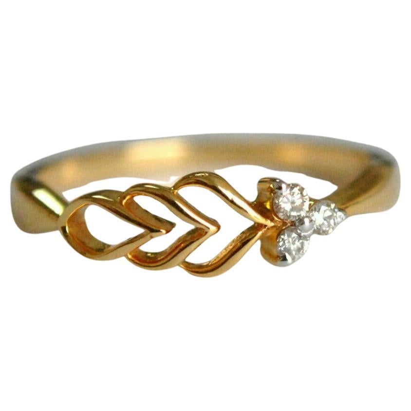 Trinity Diamond Cluster Filigree Band Ring 14k Gold Asymmetric Leaf Bud Ring For Sale