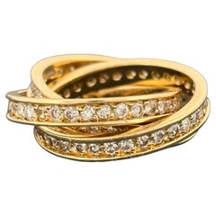 Trinity Diamond Eternity Rolling Band Ring 18k Yellow Gold, 2.21ctw