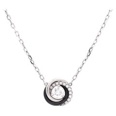 Trinity Diamond Pendant Necklace 18K White Gold with Diamonds and Ceramic