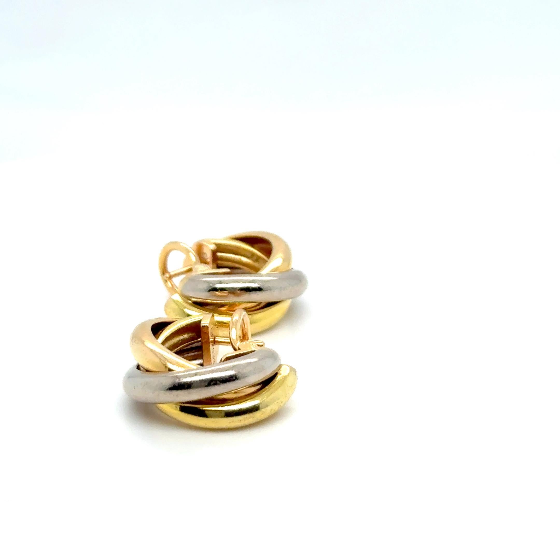 Trinity Earrings in 18 Karat White, Yellow, Rose Gold by Cartier For Sale 8