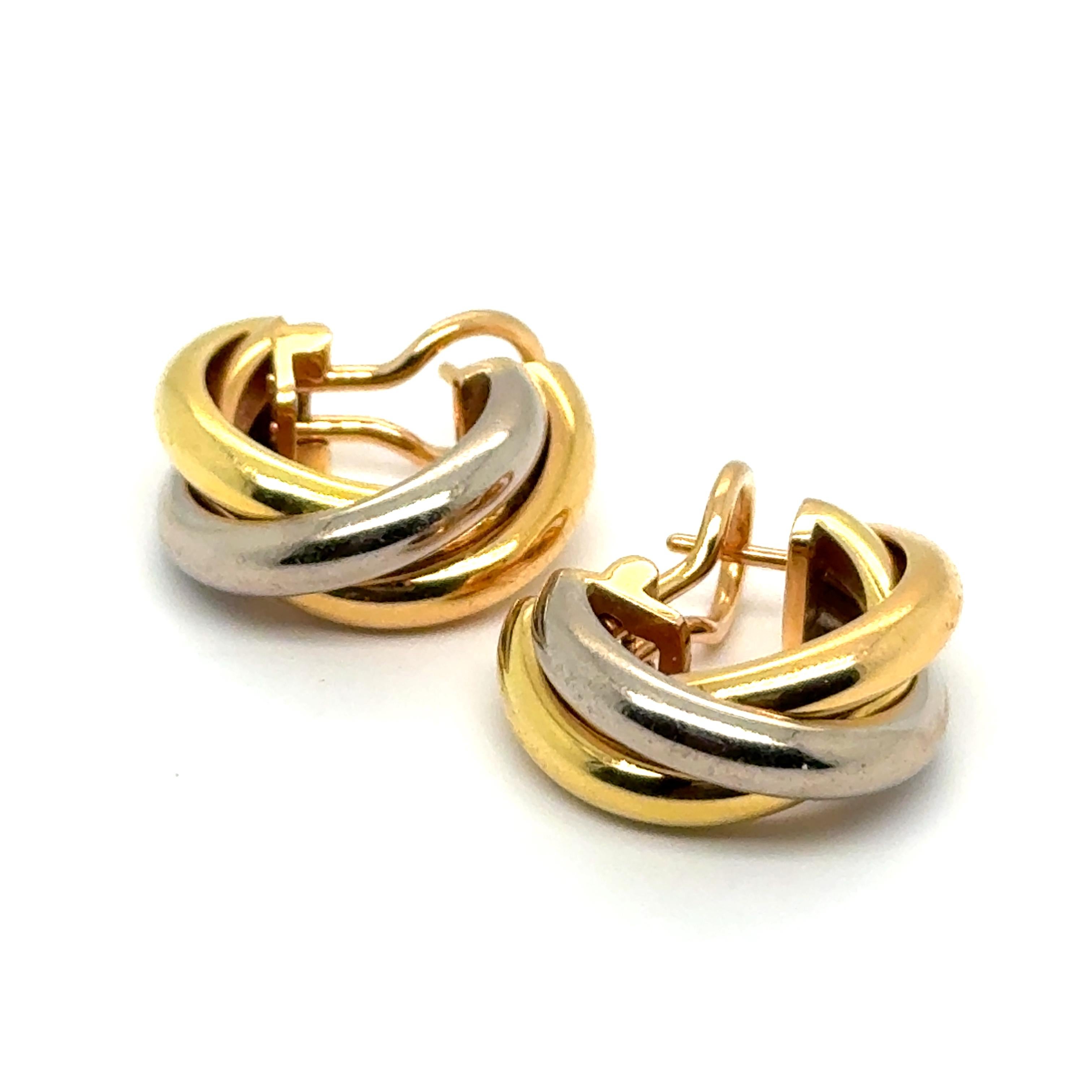 Trinity Earrings in 18 Karat White, Yellow, Rose Gold by Cartier For Sale 12