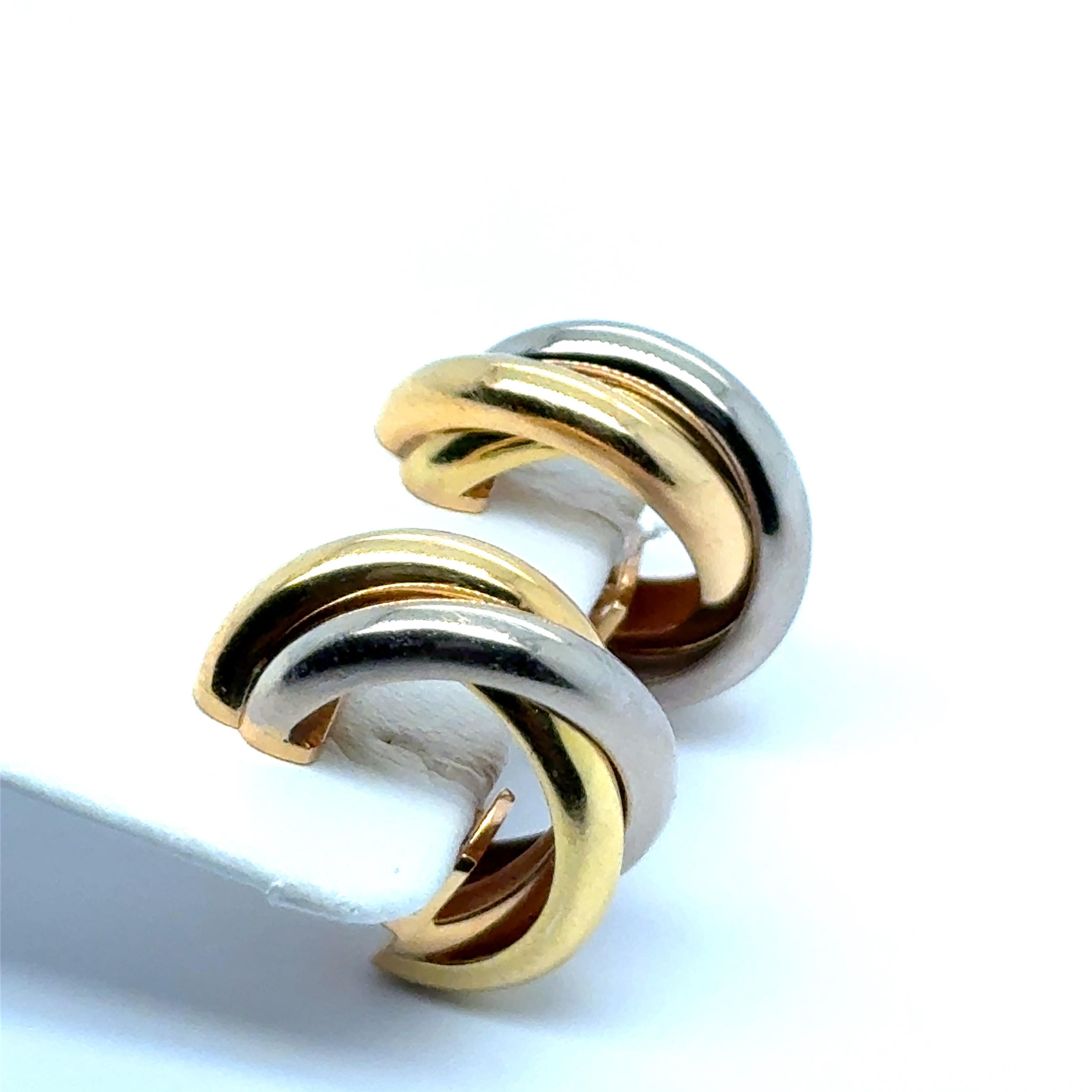 Modern Trinity Earrings in 18 Karat White, Yellow, Rose Gold by Cartier For Sale