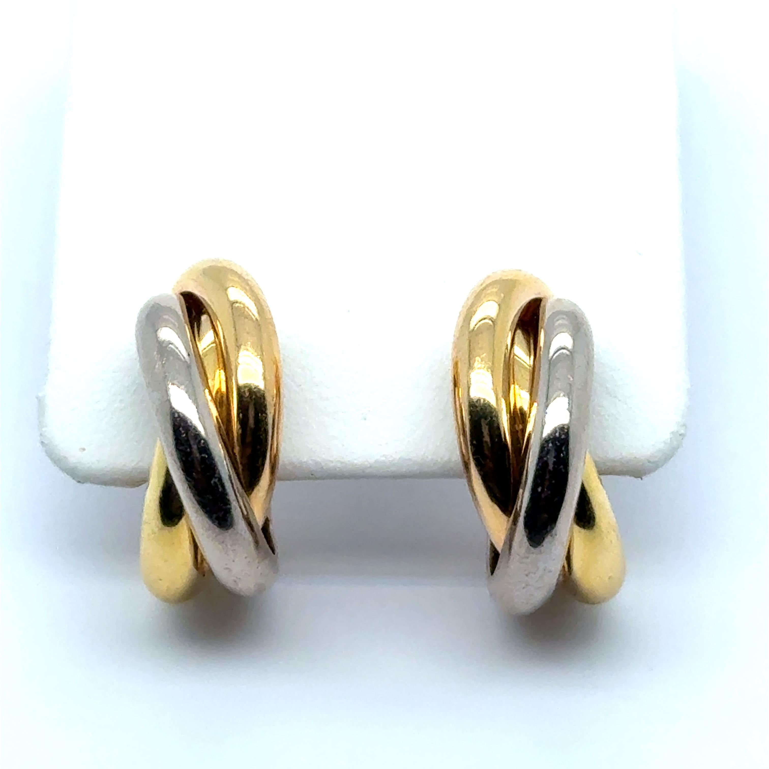 Trinity Earrings in 18 Karat White, Yellow, Rose Gold by Cartier In Good Condition For Sale In Lucerne, CH
