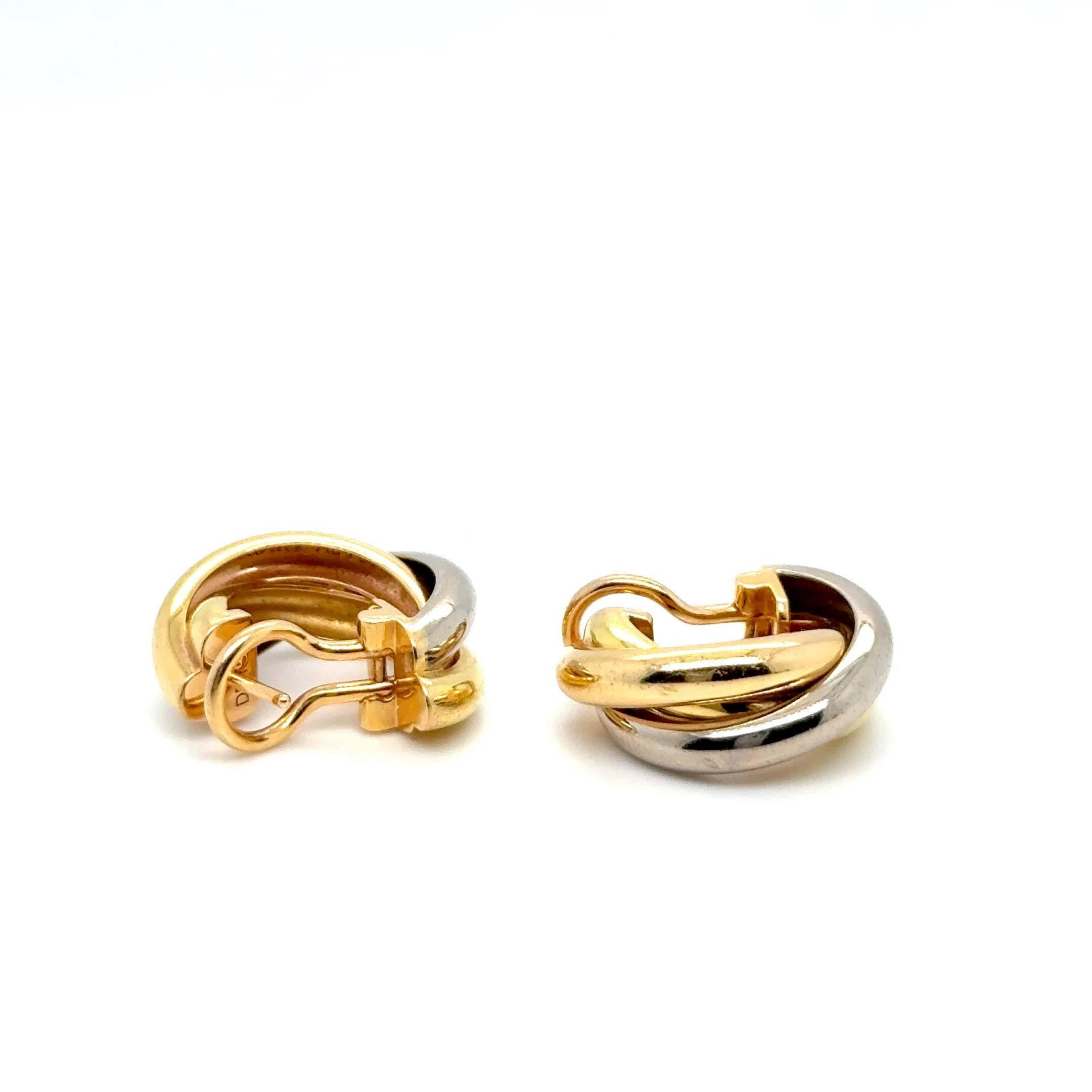 Trinity Earrings in 18 Karat White, Yellow, Rose Gold by Cartier For Sale 1