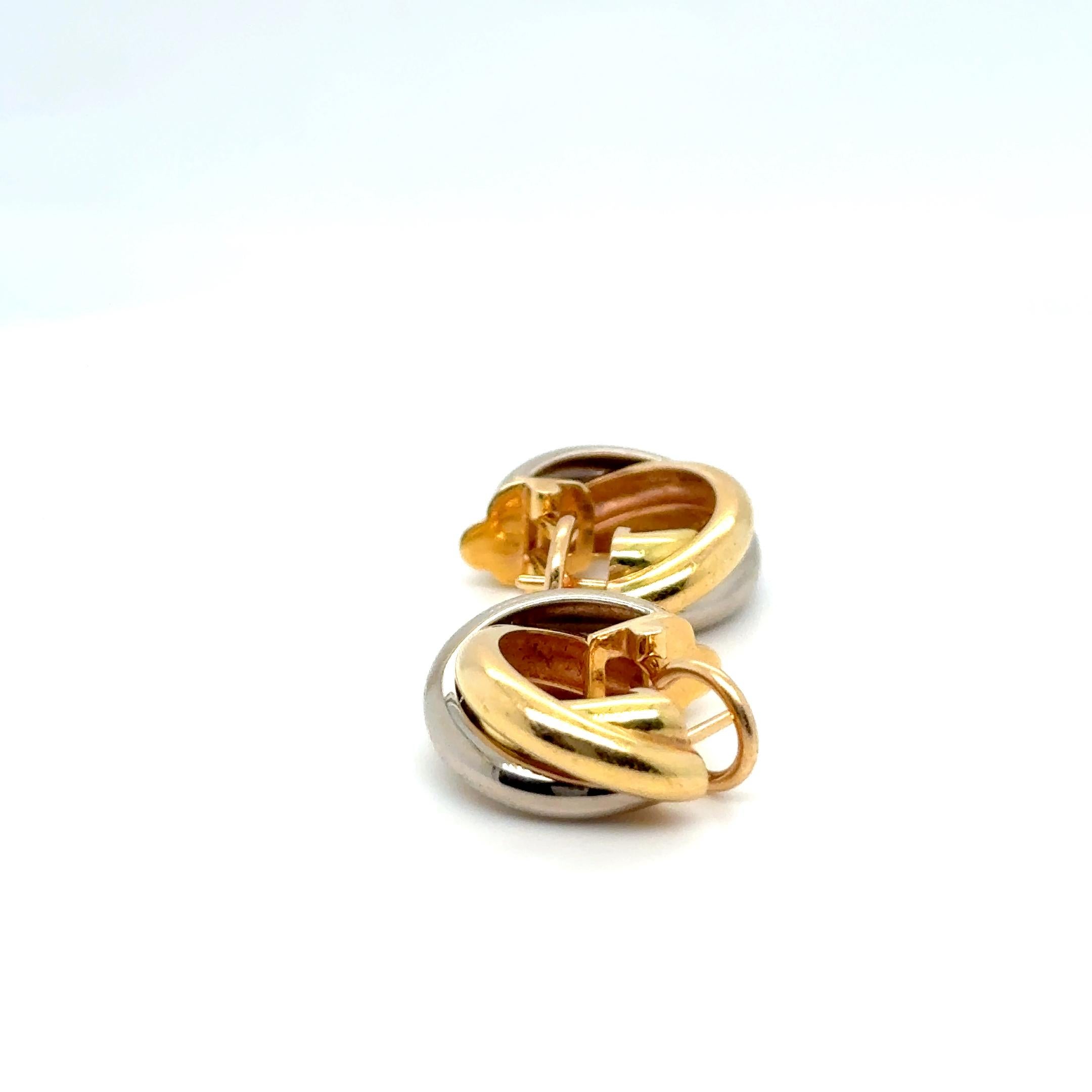 Trinity Earrings in 18 Karat White, Yellow, Rose Gold by Cartier For Sale 2