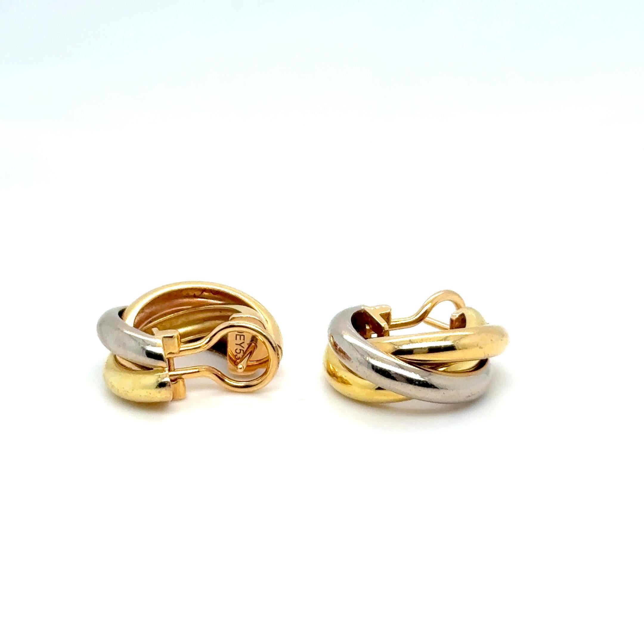 Trinity Earrings in 18 Karat White, Yellow, Rose Gold by Cartier For Sale 4