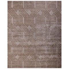 Tappeto di seta geometrico moderno e annodato a mano TRINITY in color beige