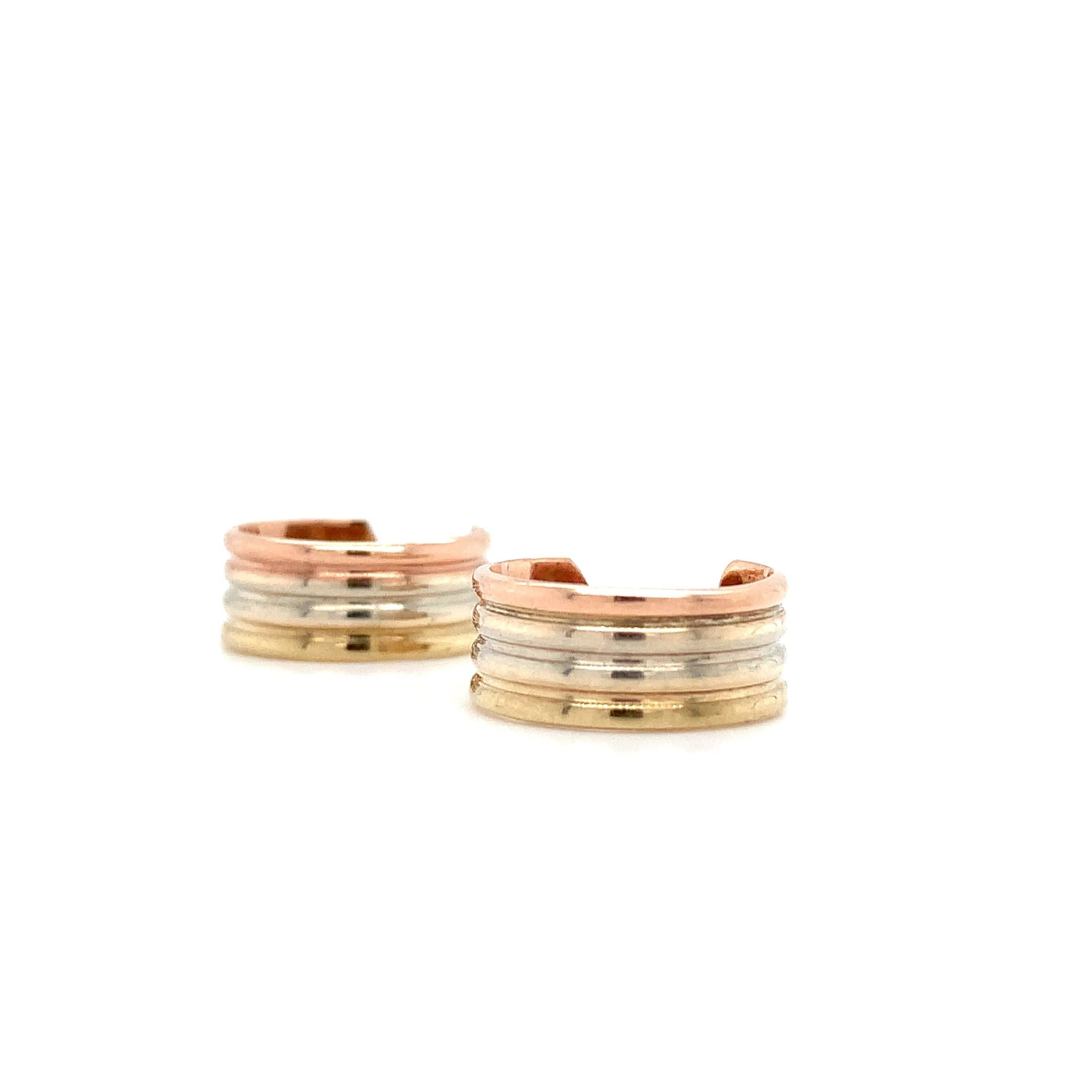 Boucles d'oreilles Trinity ouvertes en or jaune, rose et blanc en vente 3