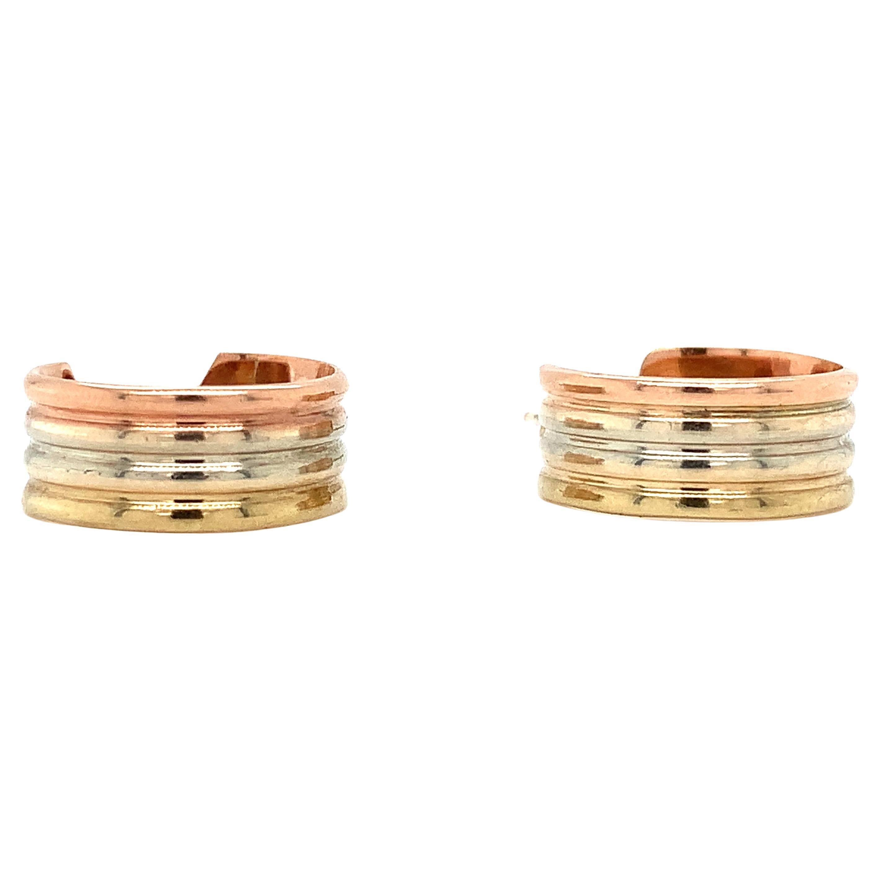 Trinity open chunky hoop earrings yellow rose white gold