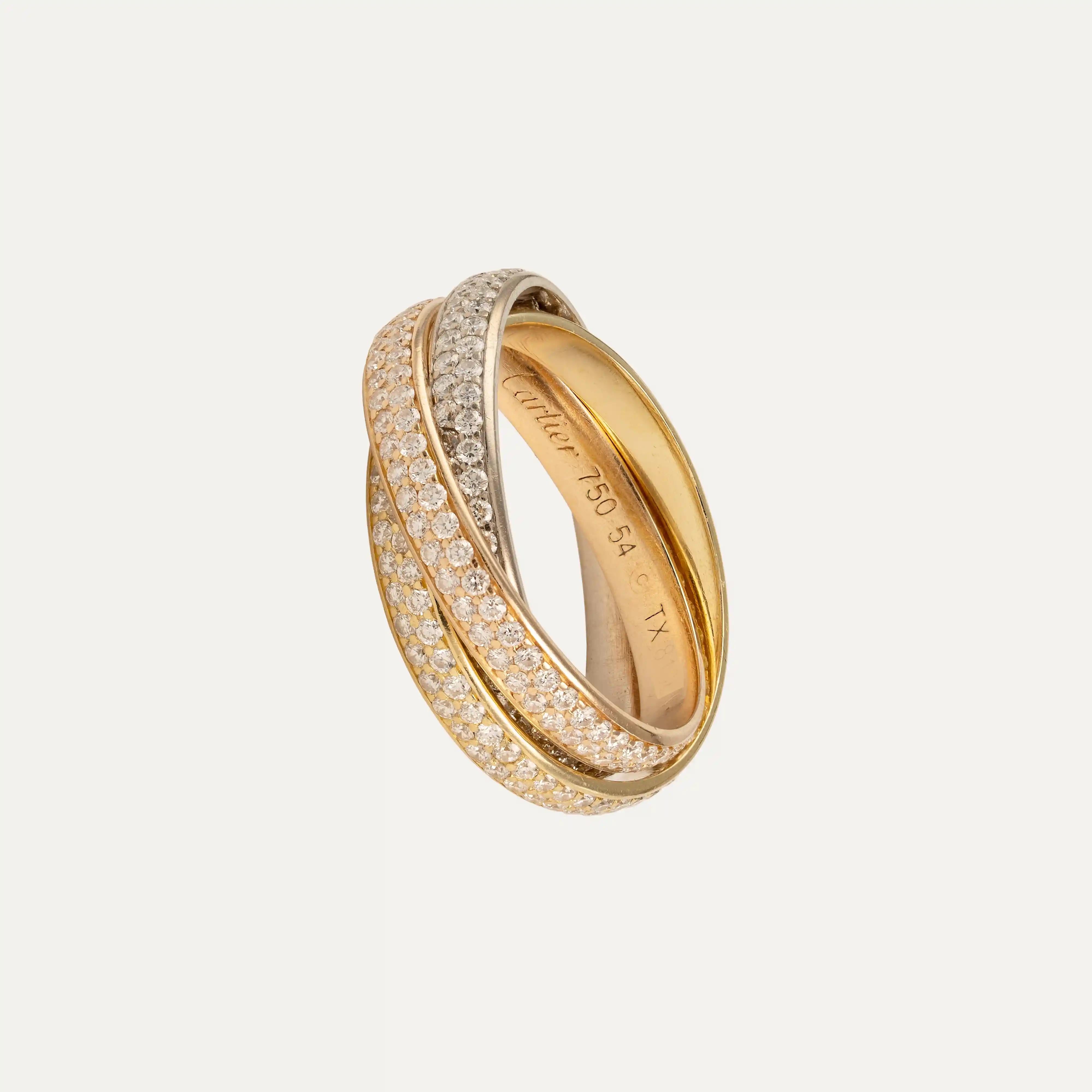 Contemporary Cartier Trinity Gold Ring, with Diamonds For Sale