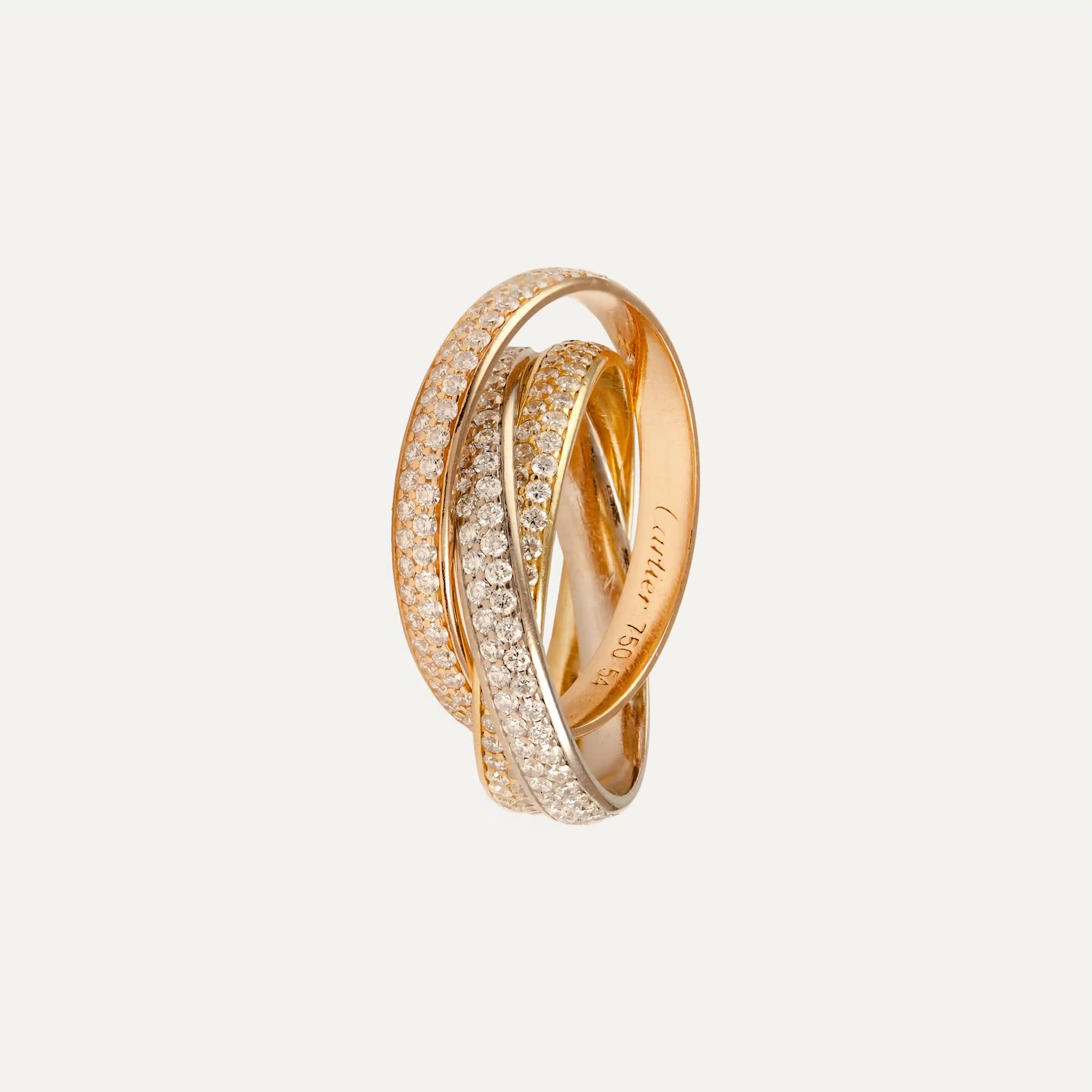 Brilliant Cut Cartier Trinity Gold Ring, with Diamonds For Sale
